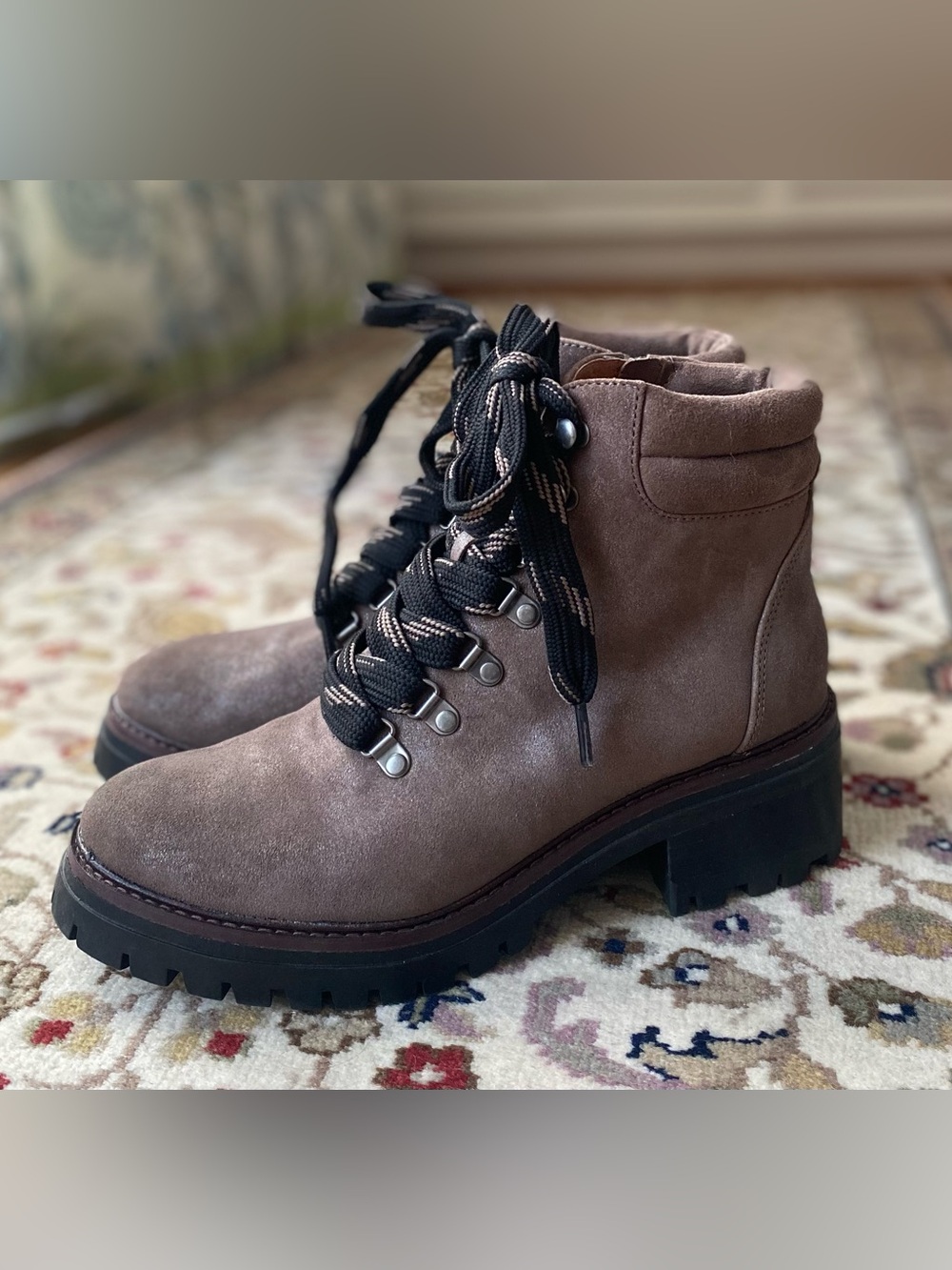Gentle Souls Taupe Suede Lace-Up Ankle Boots